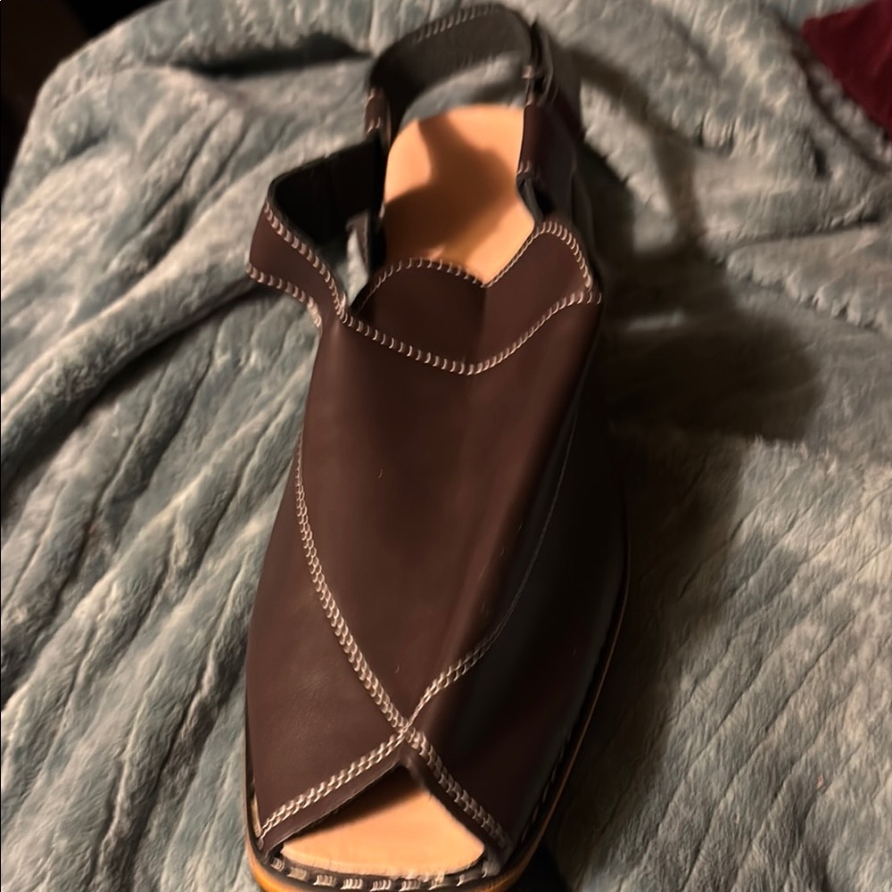 Handmade Leather Peshawari Men's Casual Sandals Brown Leather Size 47